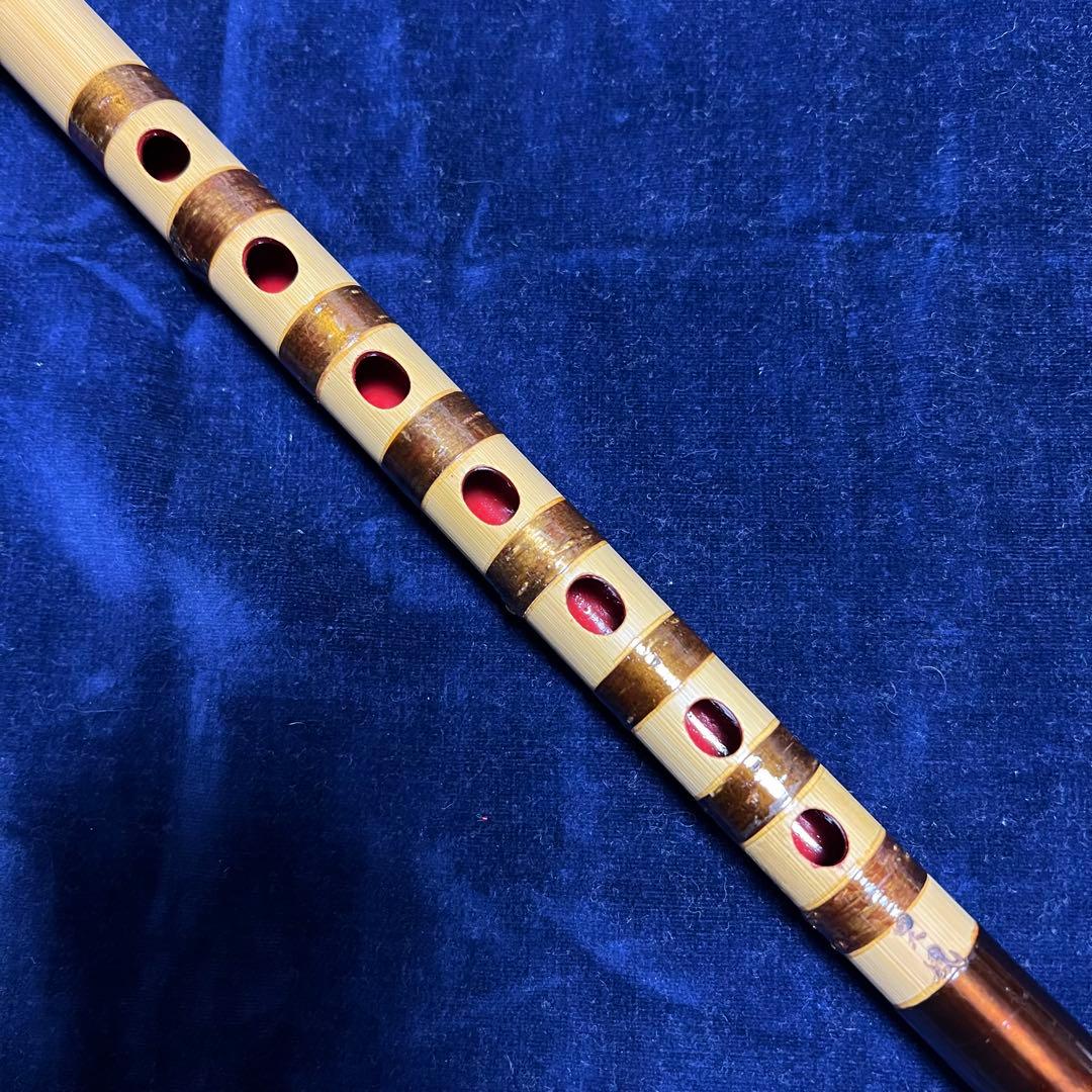 篠笛 桜皮巻 古典調 和楽器 焼印有 内本漆