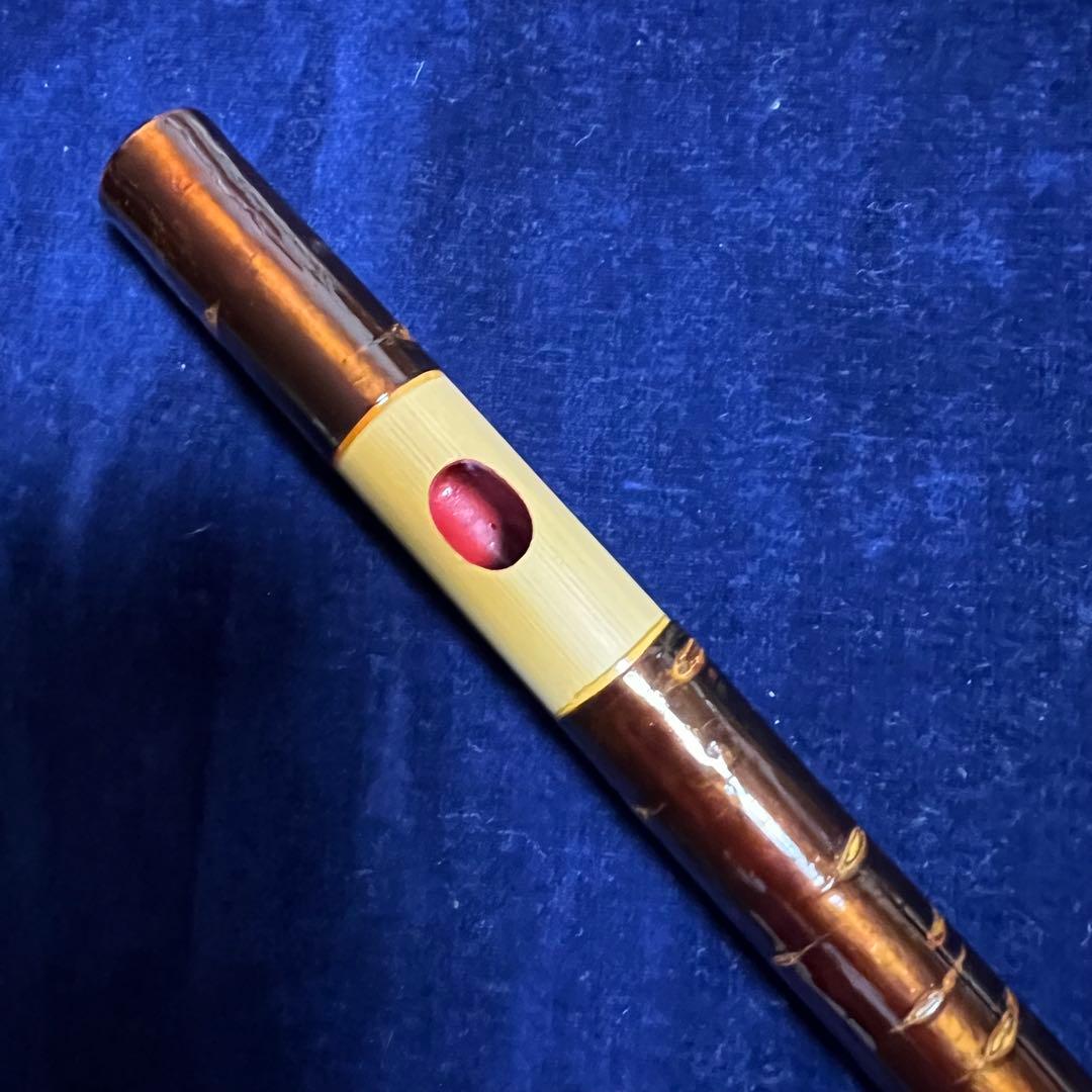 篠笛 桜皮巻 古典調 和楽器 焼印有 内本漆