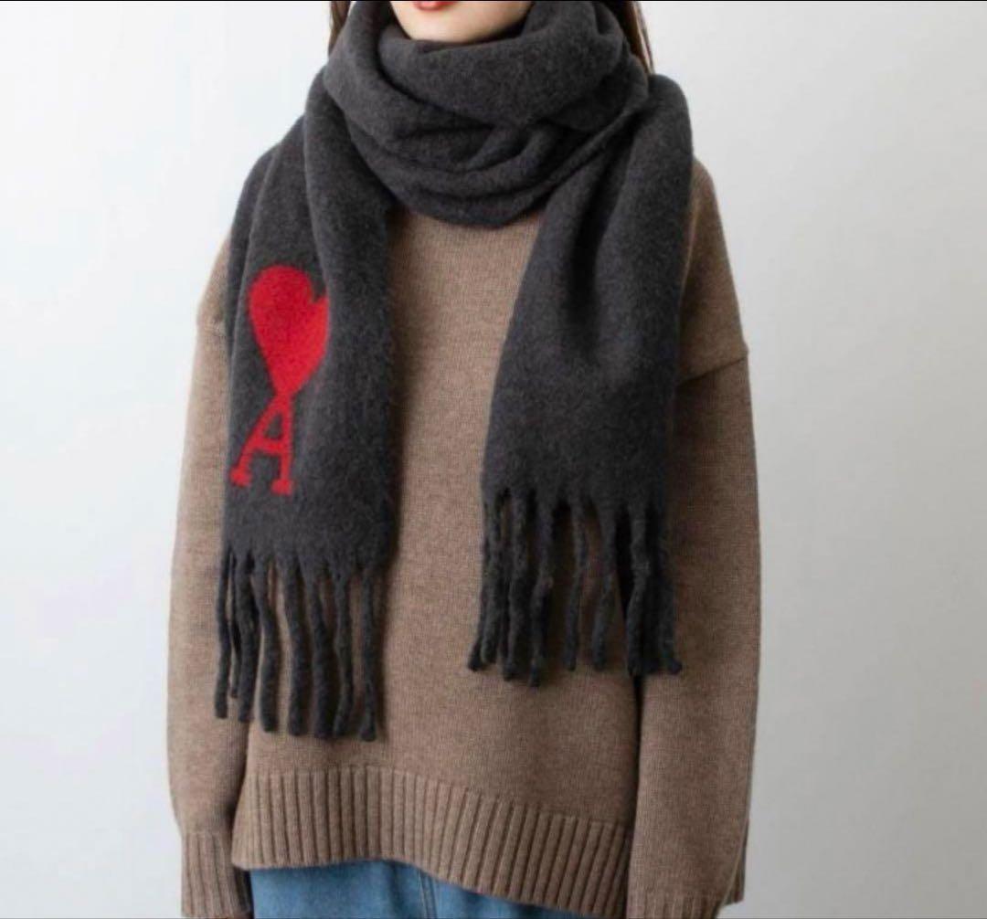 Ami paris アミパリス マフラー グレー