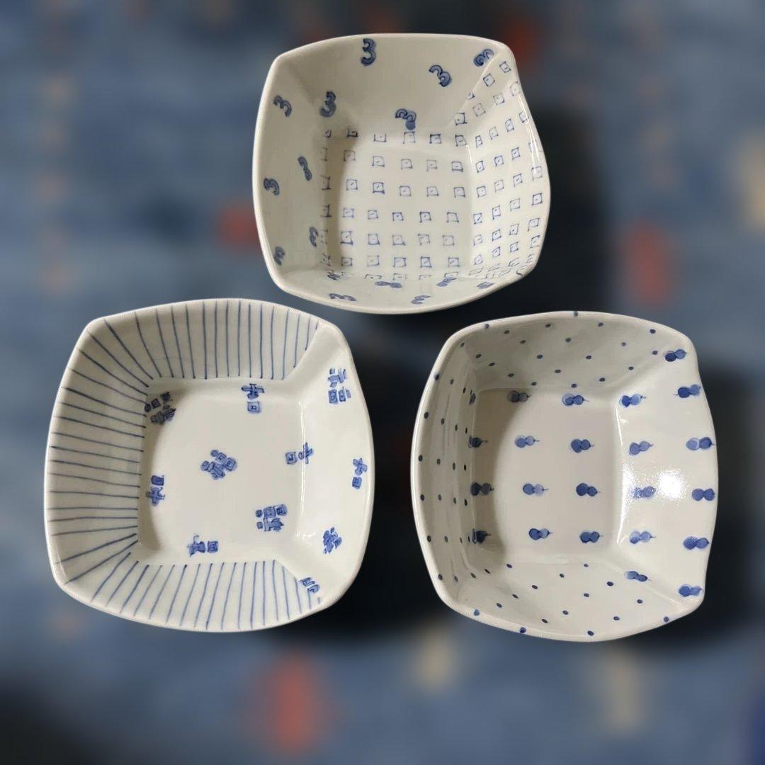 砥部焼スギウラ工房（四角形の鉢）3個セット