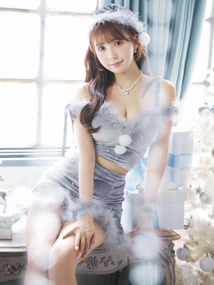 sugar ベロアセットアップフレアミニサンタ ブルー