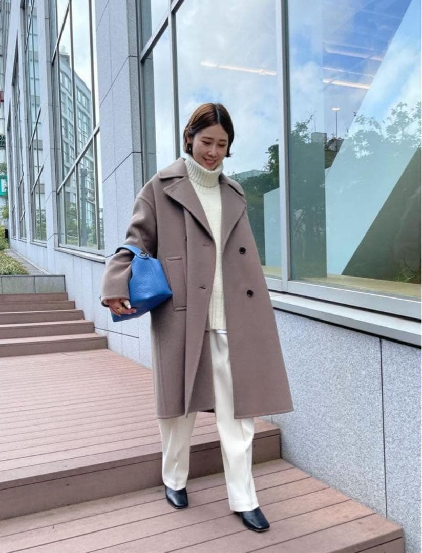 美品■ドローイングナンバーズ ■メルトン リバー仕立て Pコート ■黒■38