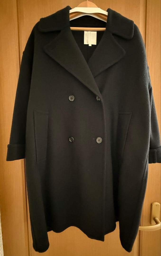 美品■ドローイングナンバーズ ■メルトン リバー仕立て Pコート ■黒■38