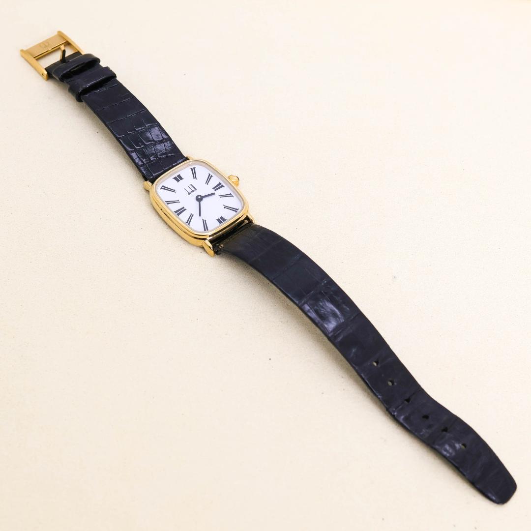 稼働 dunhill 腕時計 ローマン レディース ホワイト 純正ベルト2867