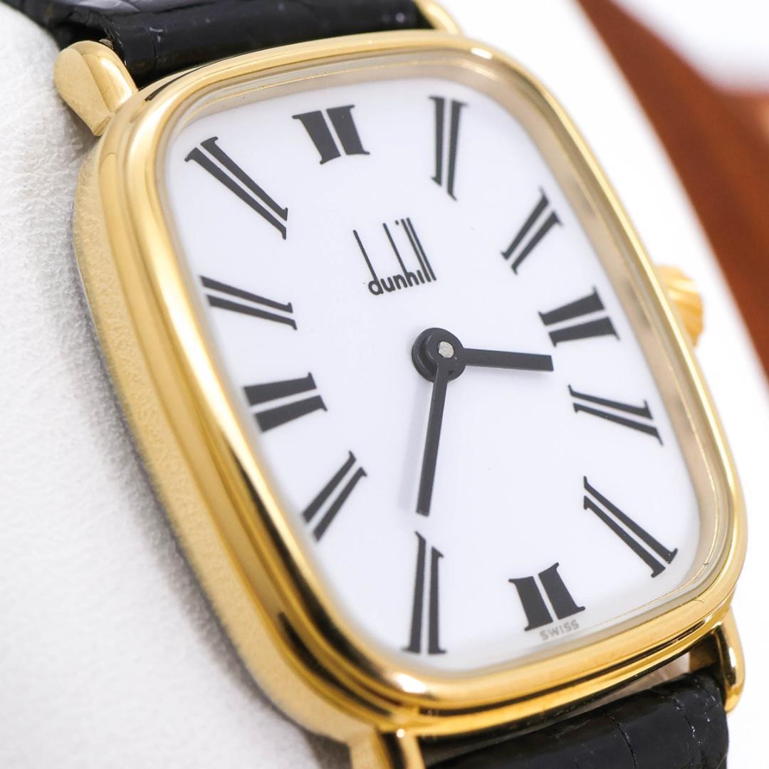 稼働 dunhill 腕時計 ローマン レディース ホワイト 純正ベルト2867