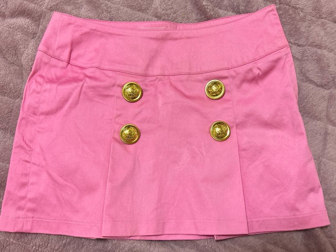 激かわ❤️MA＊RSピンク ミニスカート ゴールドボタン⭐︎激レア❤️