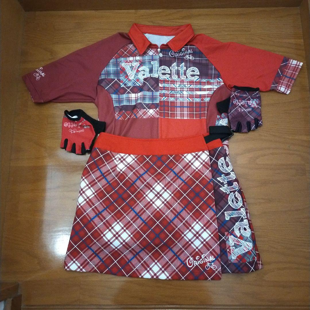 Valette サイクリングウェア 赤 チェック柄