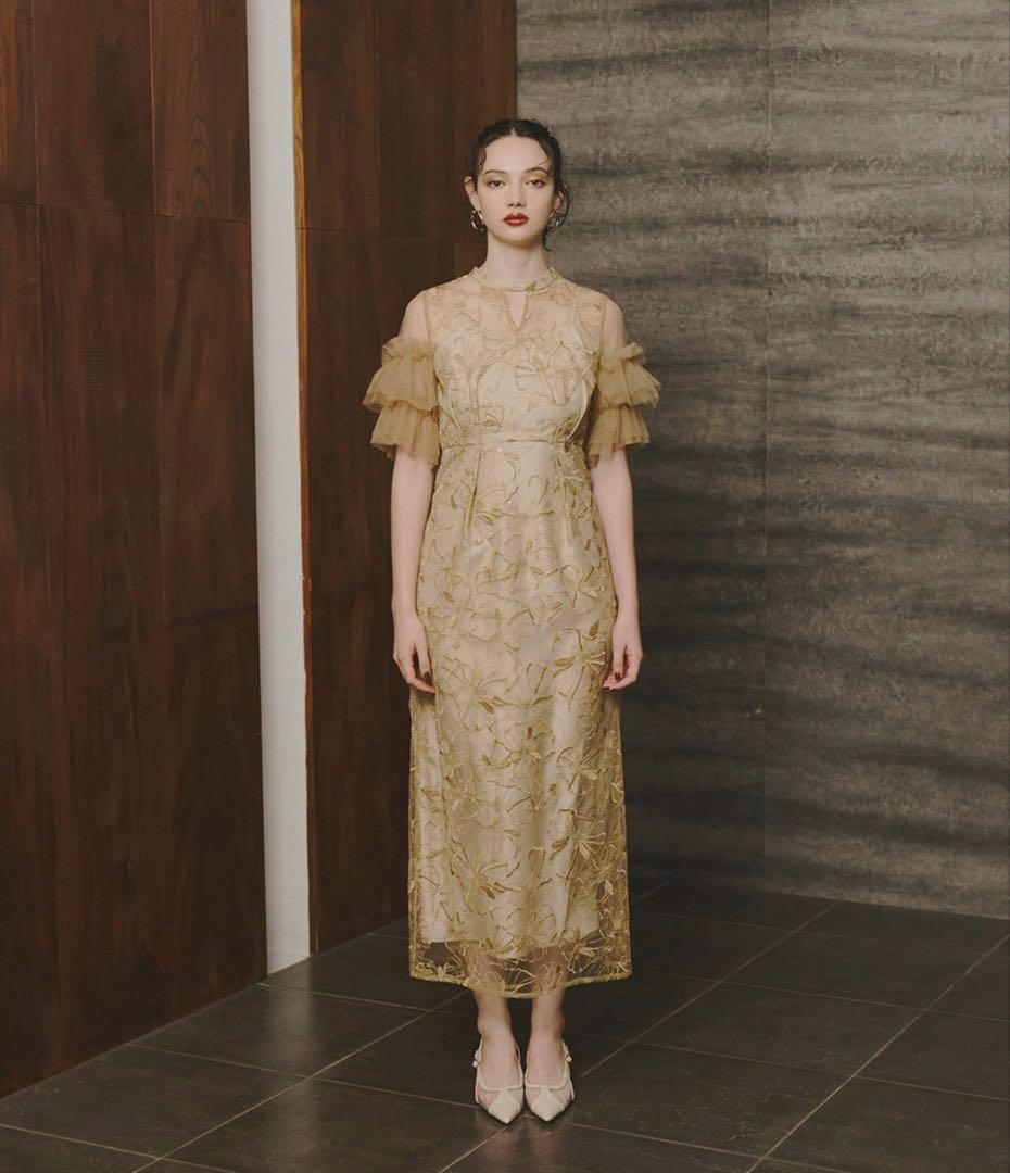 ANDRESD スパンコール刺繍レースドレス