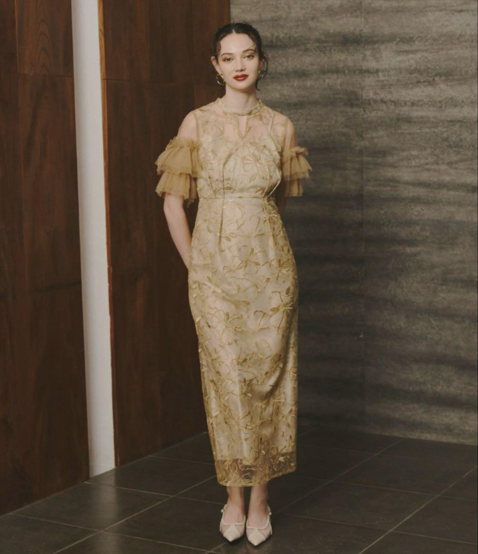 ANDRESD スパンコール刺繍レースドレス