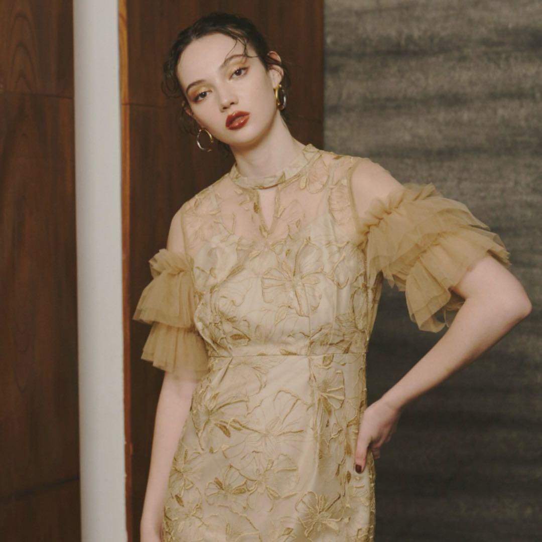 ANDRESD スパンコール刺繍レースドレス