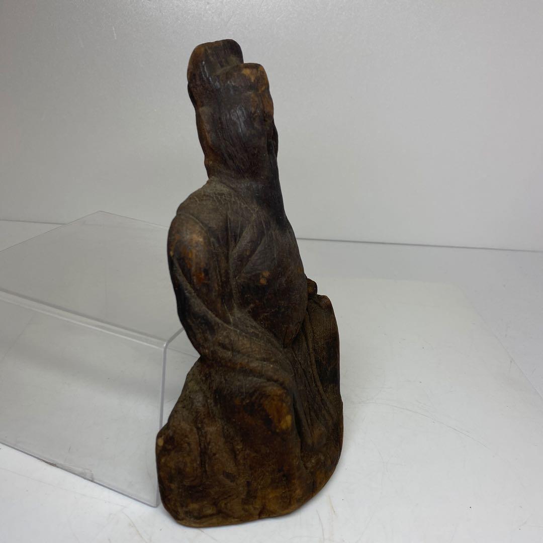 平安〜鎌倉時代　木彫仏像　21㎝　タトチ　東さ8-0120②