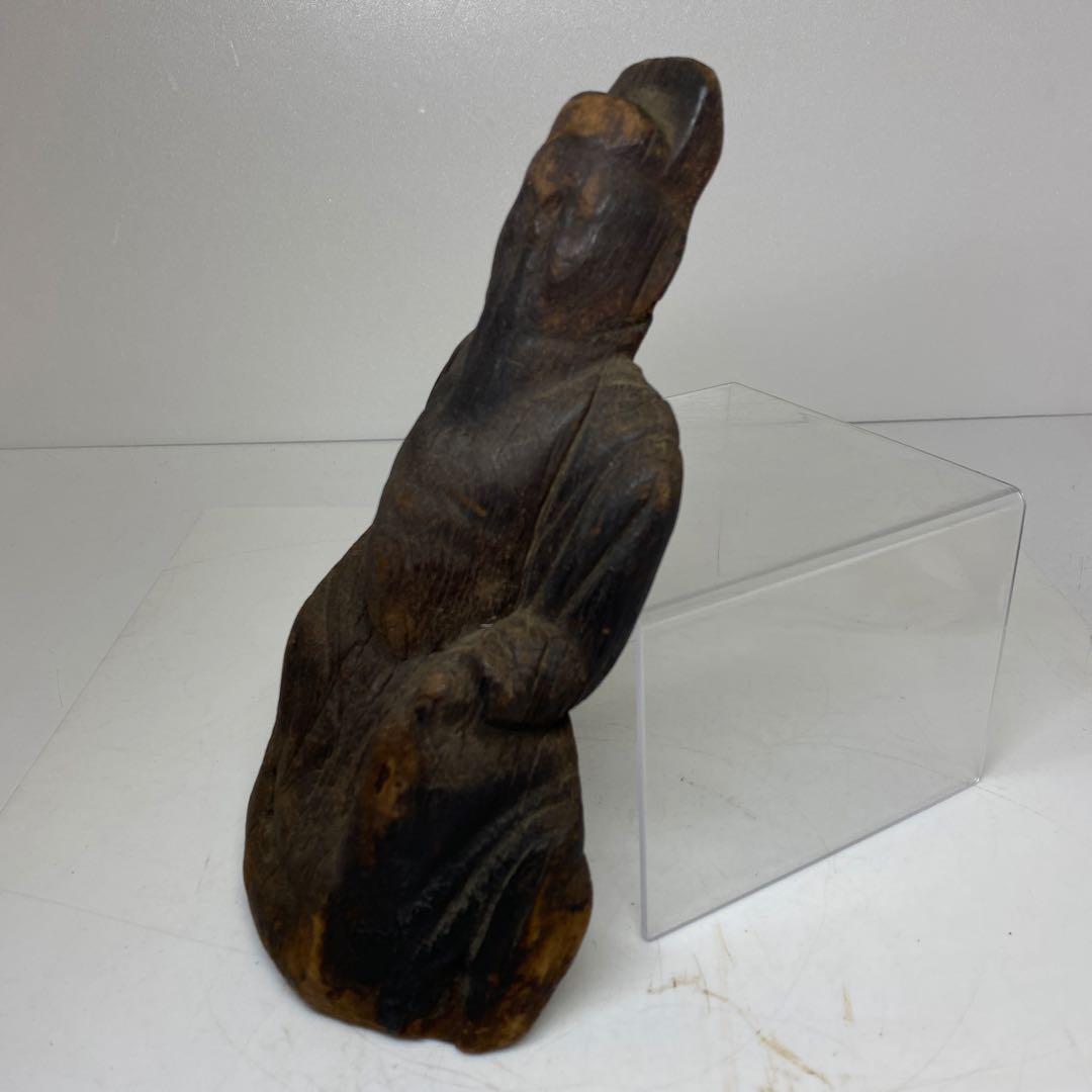 平安〜鎌倉時代　木彫仏像　21㎝　タトチ　東さ8-0120②