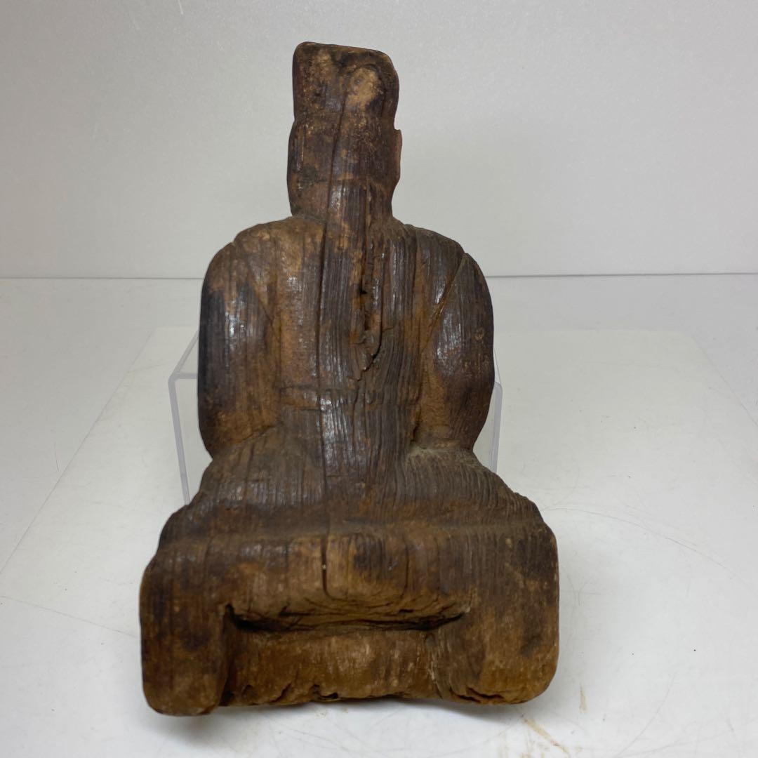 平安〜鎌倉時代　木彫仏像　21㎝　タトチ　東さ8-0120②