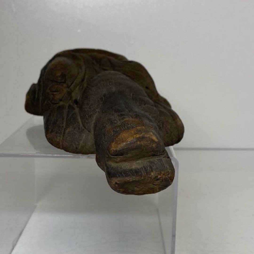 平安〜鎌倉時代　木彫仏像　21㎝　タトチ　東さ8-0120②