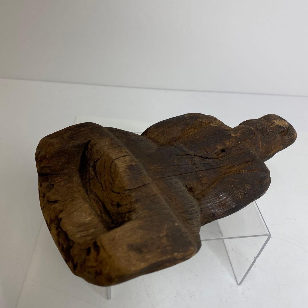 平安〜鎌倉時代　木彫仏像　21㎝　タトチ　東さ8-0120②