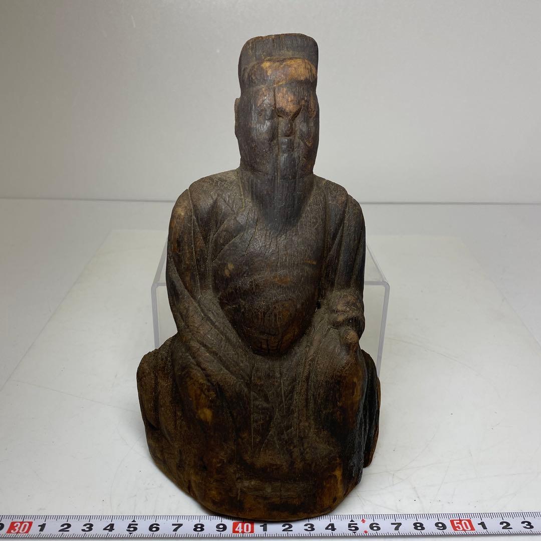 平安〜鎌倉時代　木彫仏像　21㎝　タトチ　東さ8-0120②