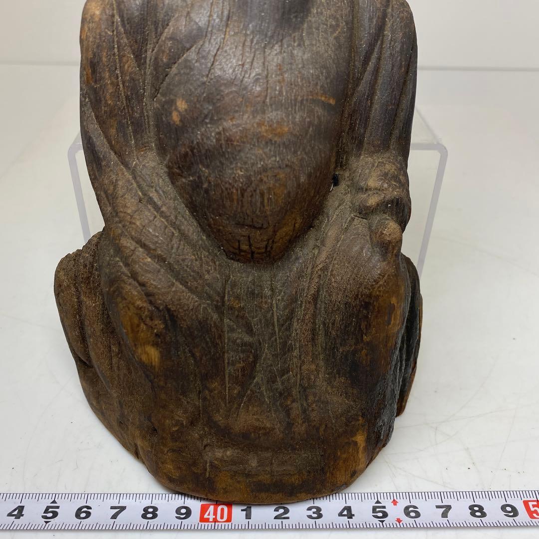 平安〜鎌倉時代　木彫仏像　21㎝　タトチ　東さ8-0120②