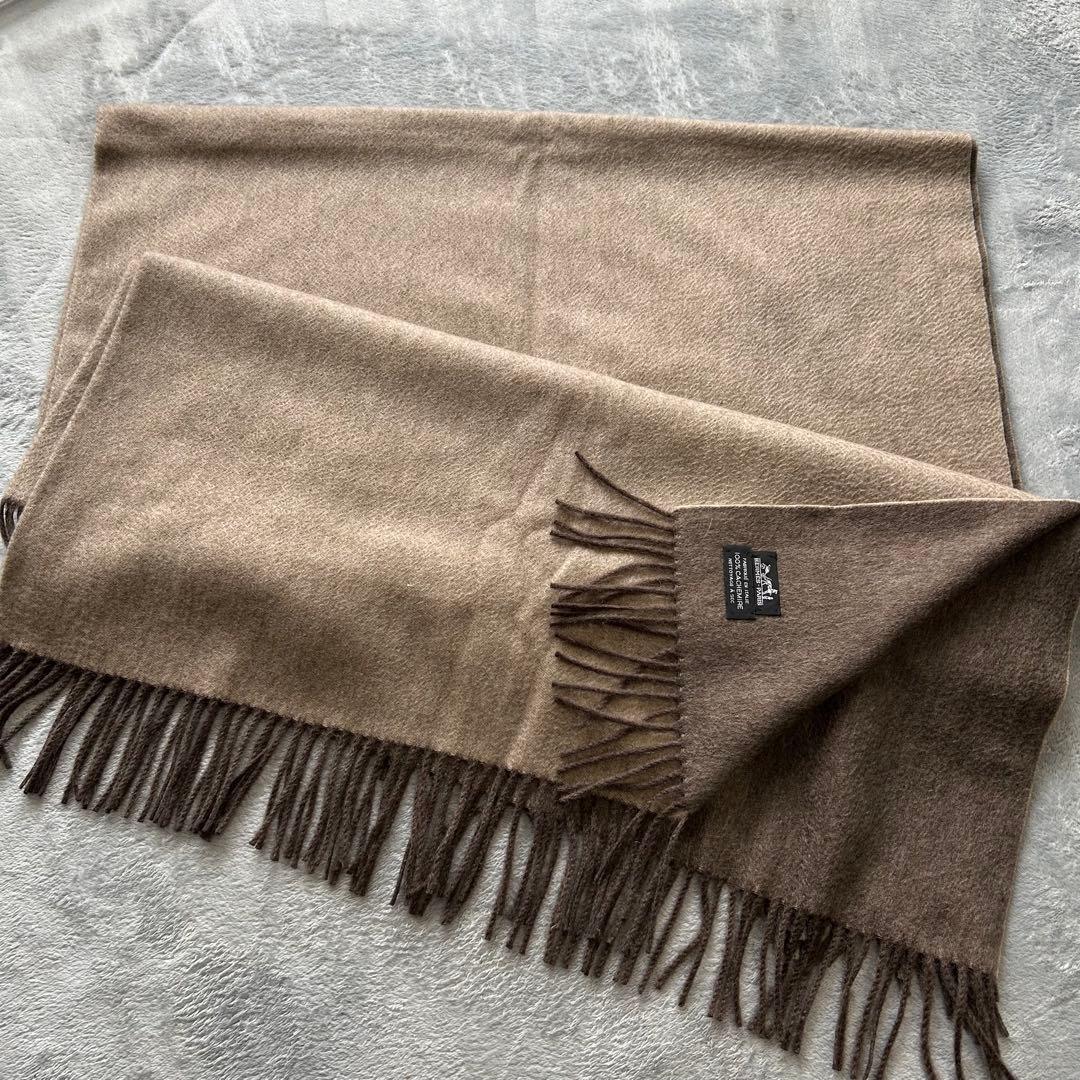 【美品】超大判 HERMES 100%カシミヤ ストール　リバーシブル