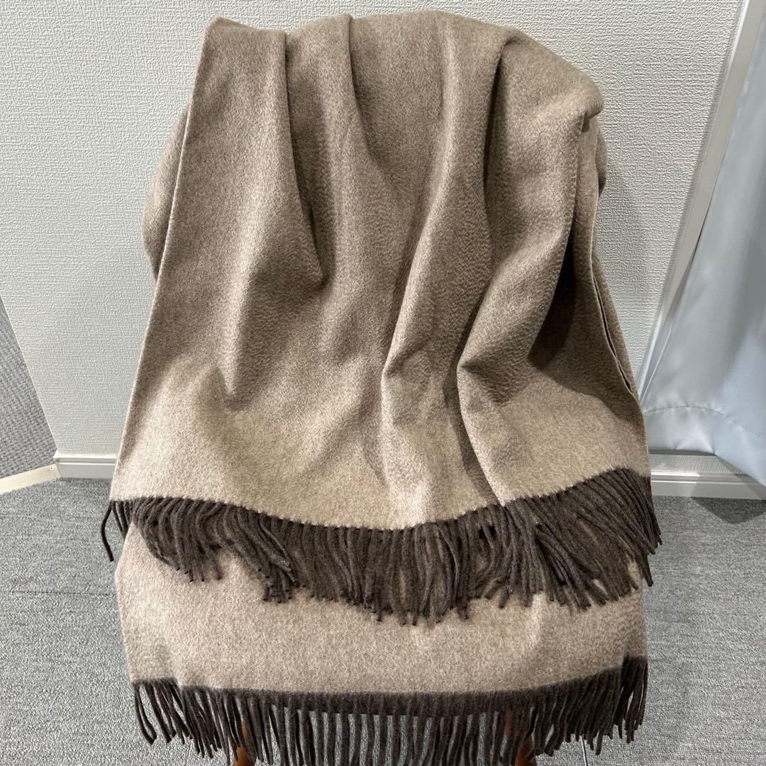 【美品】超大判 HERMES 100%カシミヤ ストール　リバーシブル