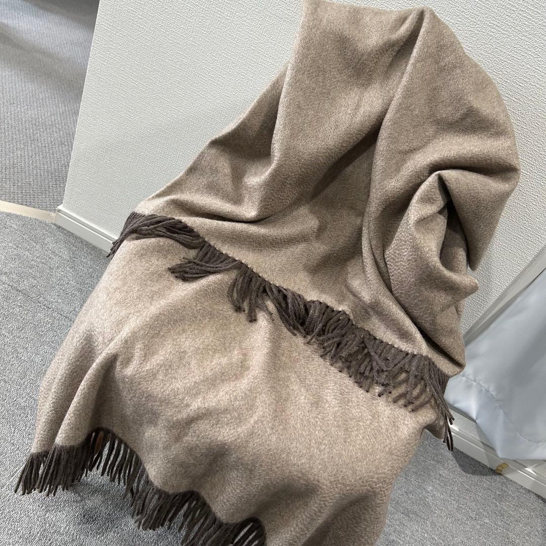 【美品】超大判 HERMES 100%カシミヤ ストール　リバーシブル