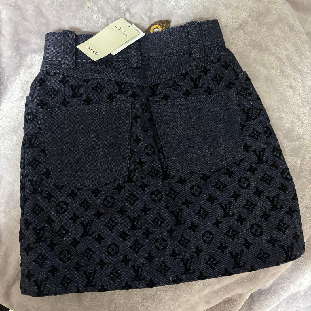 Loius Vuitton 23AWコットン モノグラム　スカート　ネイビー