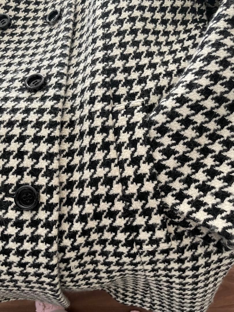 美品11お値下★レリアン上品暖か千鳥格子コート赤いウールスカーフおまけ