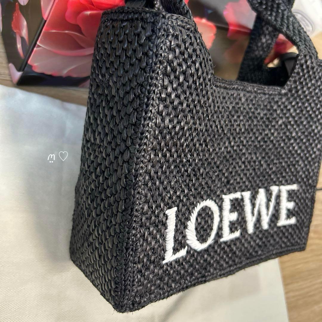 LOEWE　ロエベ　フォントトートミニ　カゴバッグ　斜めがけポシェット　ラフィア