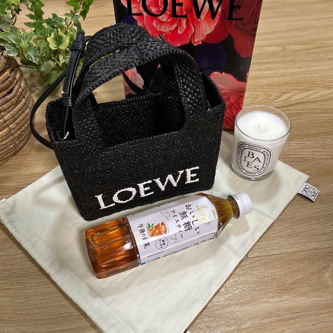 LOEWE　ロエベ　フォントトートミニ　カゴバッグ　斜めがけポシェット　ラフィア