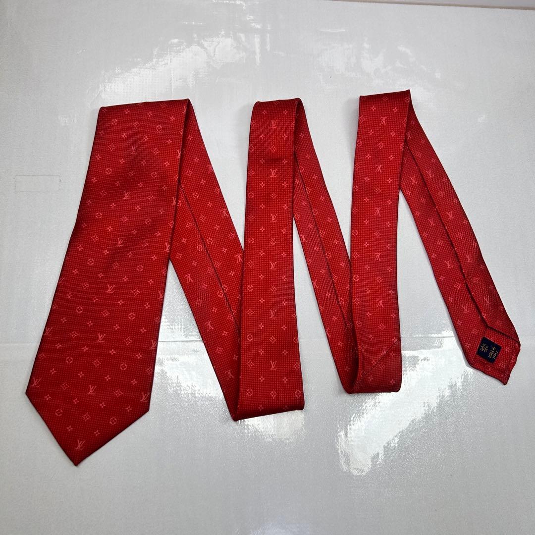 LOUIS VUITTON ルイヴィトン 極美品 現行 ネクタイ モノグラム 赤