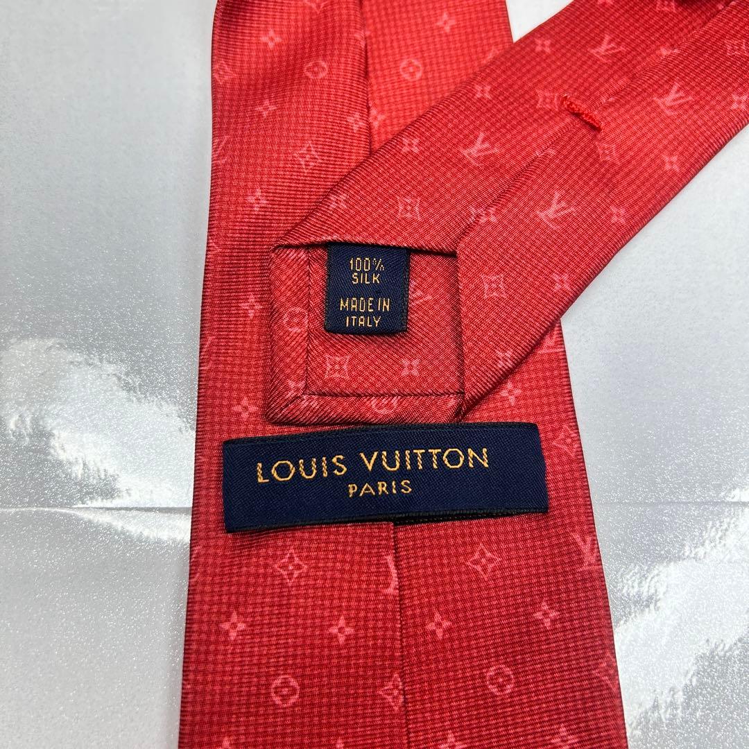 LOUIS VUITTON ルイヴィトン 極美品 現行 ネクタイ モノグラム 赤