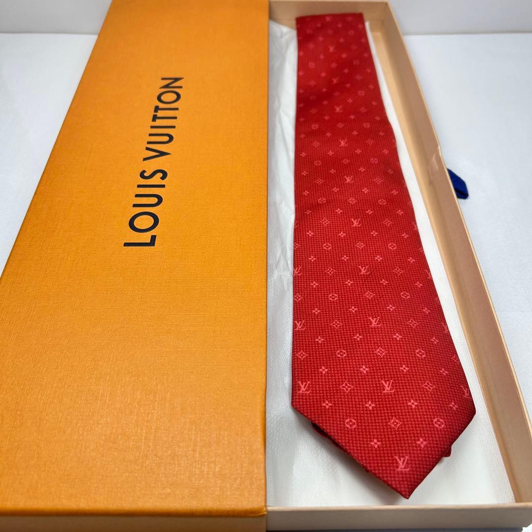 LOUIS VUITTON ルイヴィトン 極美品 現行 ネクタイ モノグラム 赤