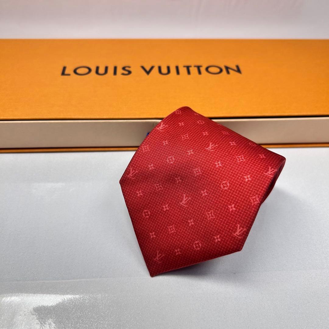 LOUIS VUITTON ルイヴィトン 極美品 現行 ネクタイ モノグラム 赤