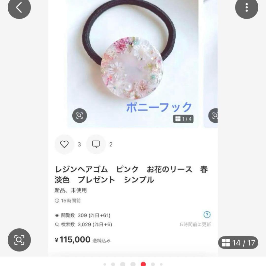 ひまういページ　ポニーフック4点　ヘアゴム 4点