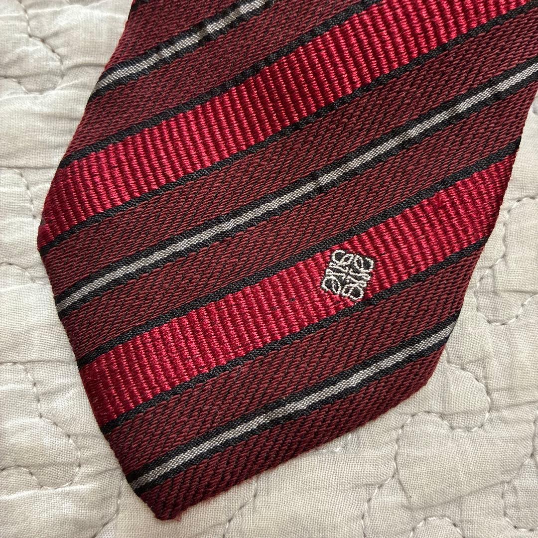 LOEWE ロエベ ロゴ ネクタイ ボルドー　赤系