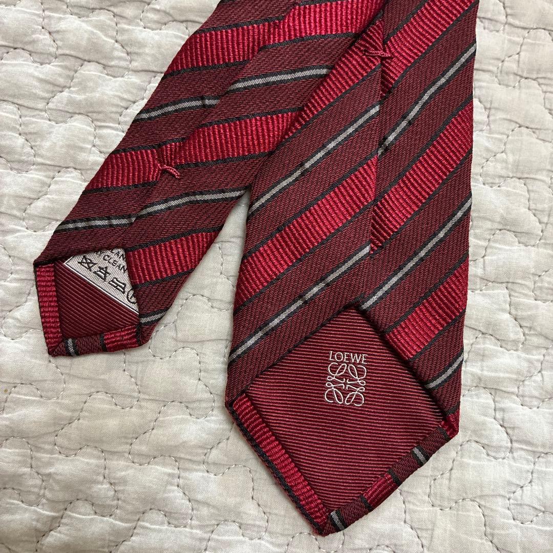 LOEWE ロエベ ロゴ ネクタイ ボルドー　赤系