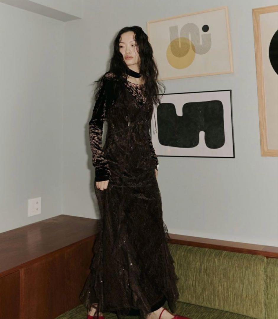 andresd sparkle lace velour dress Lサイズ