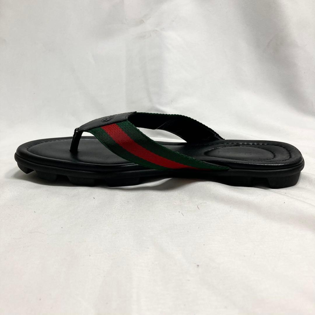 グッチ メンズ トング サンダル 6 シェリーライン GG柄 型押し レザー