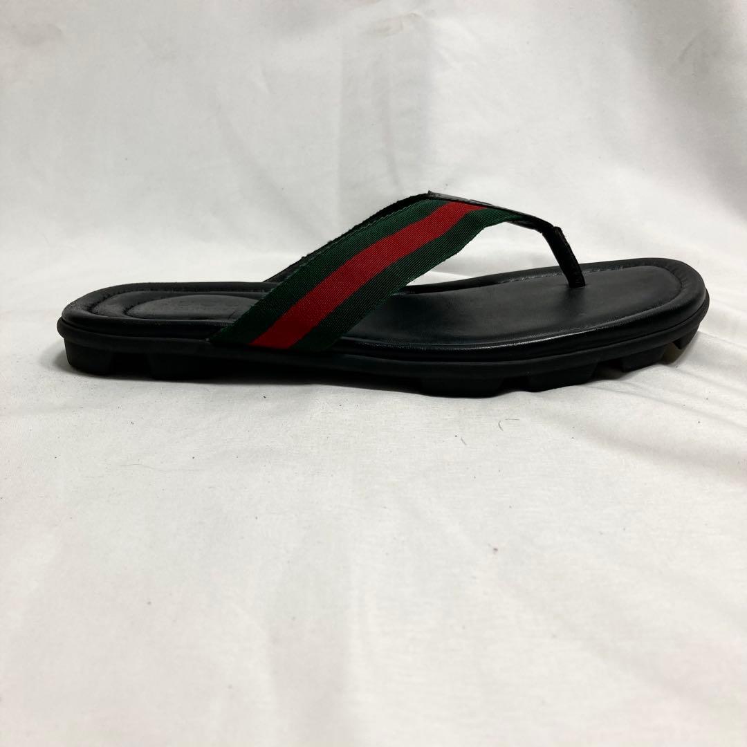 グッチ メンズ トング サンダル 6 シェリーライン GG柄 型押し レザー