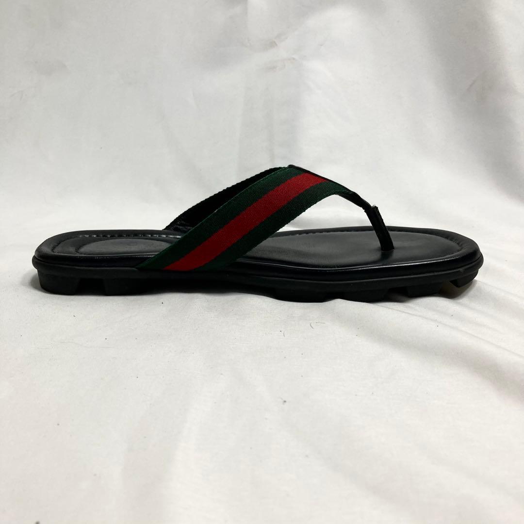 グッチ メンズ トング サンダル 6 シェリーライン GG柄 型押し レザー
