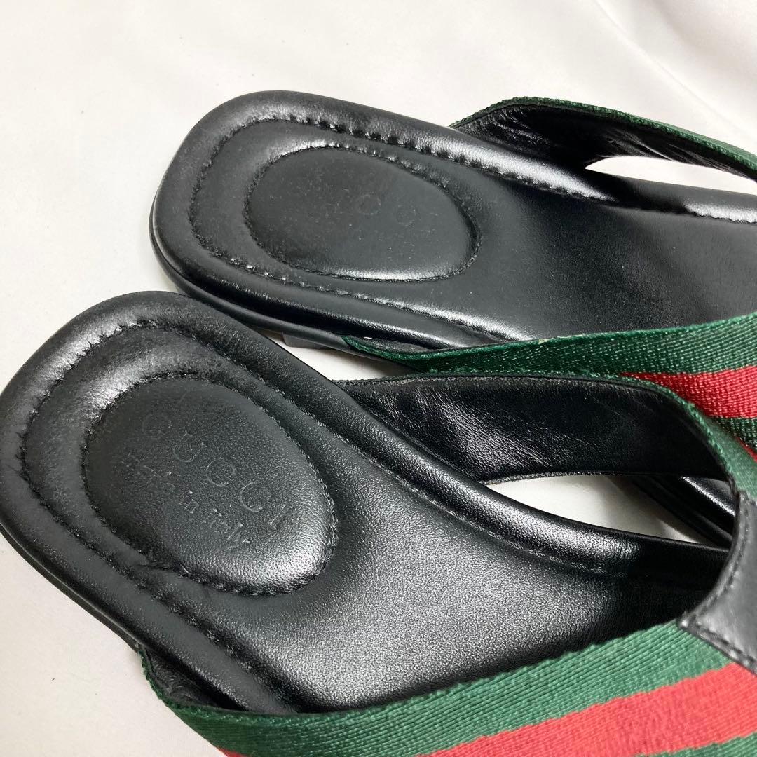 グッチ メンズ トング サンダル 6 シェリーライン GG柄 型押し レザー