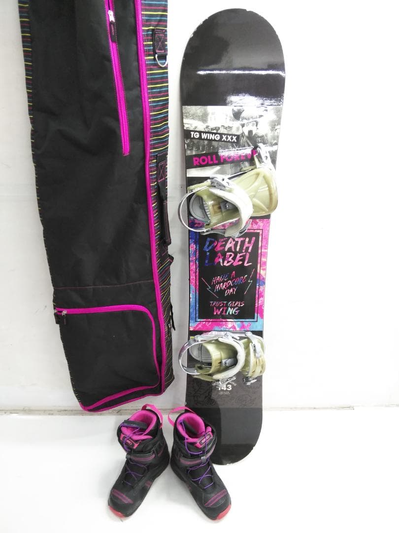 レディース スノーボードケース付き4点セット 143cm + ブーツ24.0cm