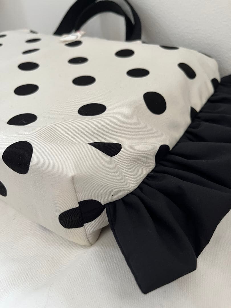 ことぽこさま☆専用　フリルレッスンバッグ ジュース入れ　水玉　ドット