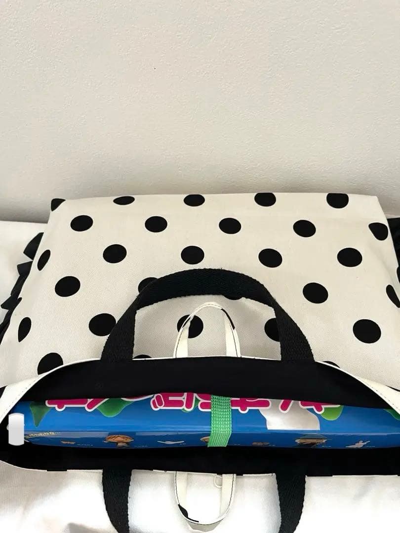 ことぽこさま☆専用　フリルレッスンバッグ ジュース入れ　水玉　ドット