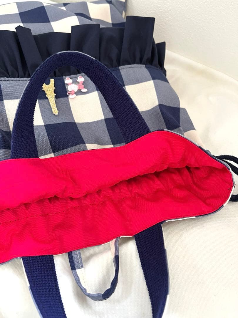 ことぽこさま☆専用　フリルレッスンバッグ ジュース入れ　水玉　ドット