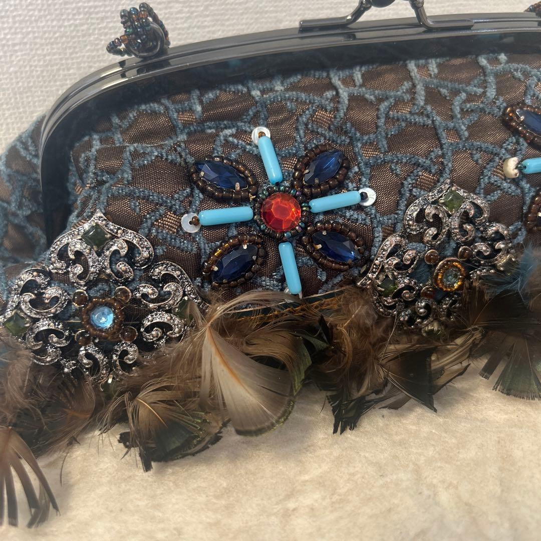 ビーズ装飾クラッチバッグ