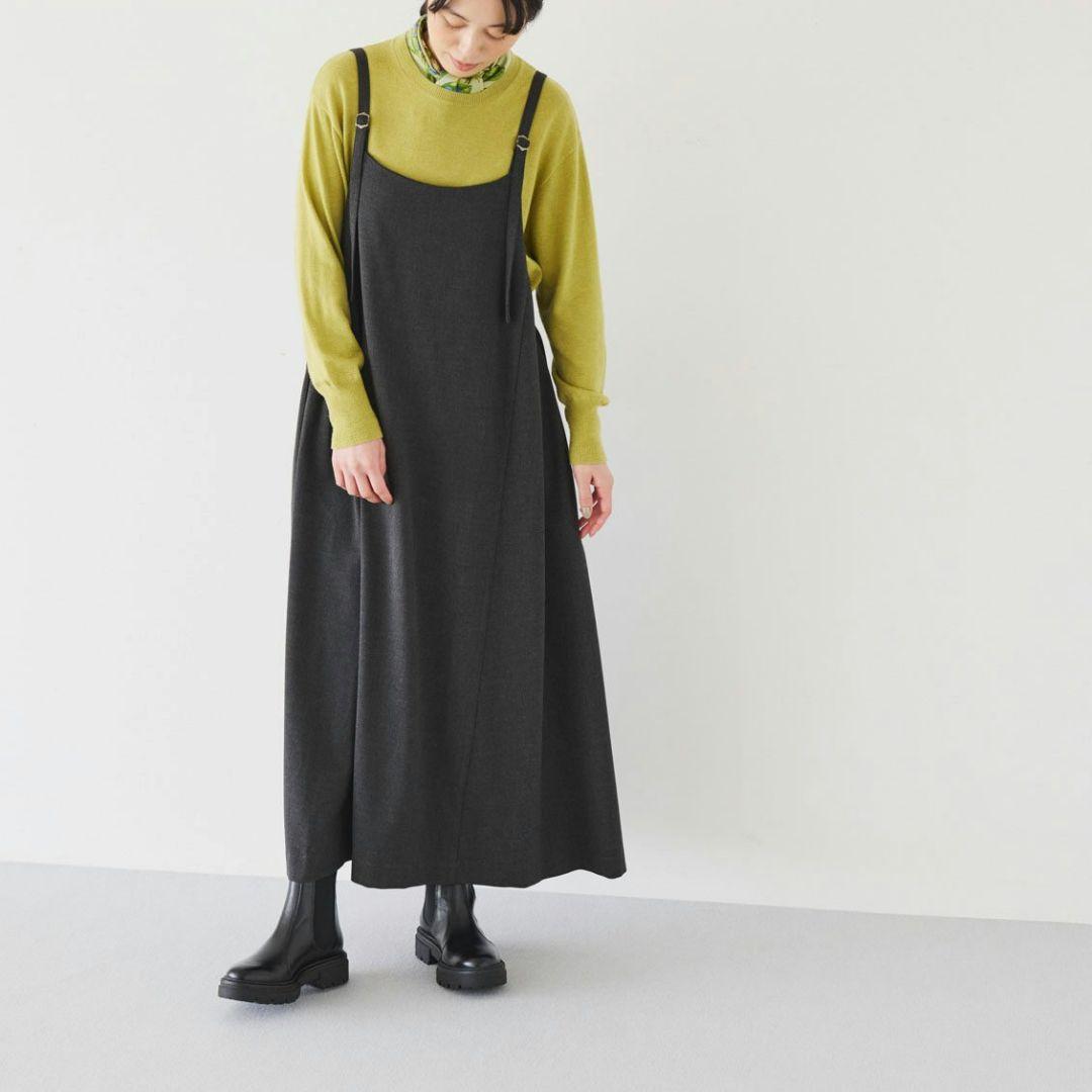 北欧、暮らしの道具店 サイドタックのサロペットスカート チャコール S