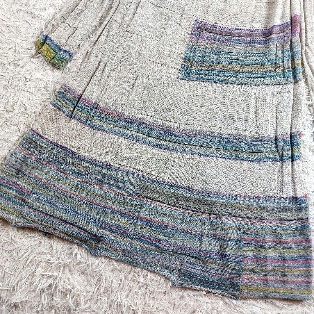 M&KYOKO アルパカ 佐藤繊維マルチカラー 立体感リブニットロングワンピース