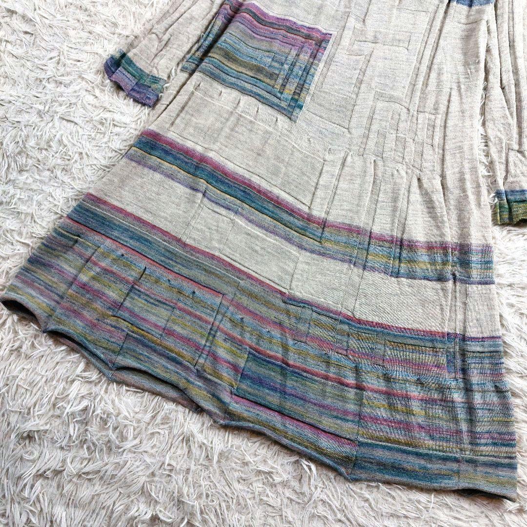 M&KYOKO アルパカ 佐藤繊維マルチカラー 立体感リブニットロングワンピース