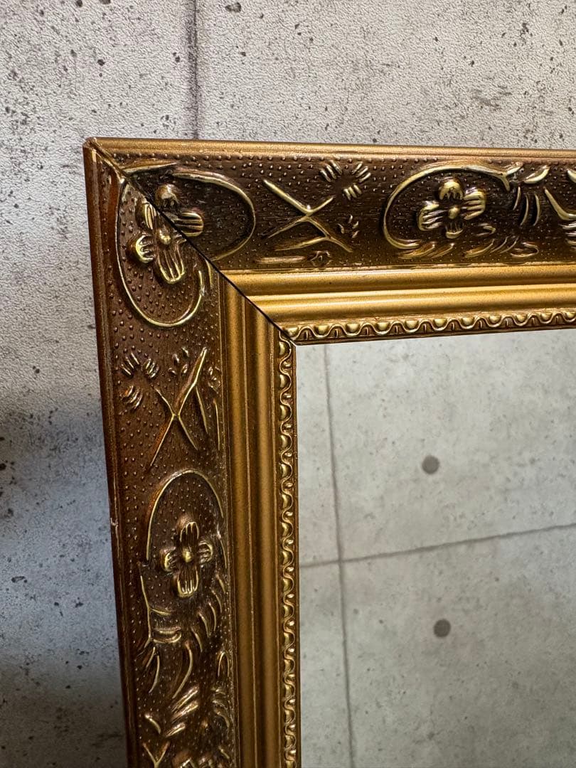 【美品】アンティーク　天然木枠の全身スタンドミラー