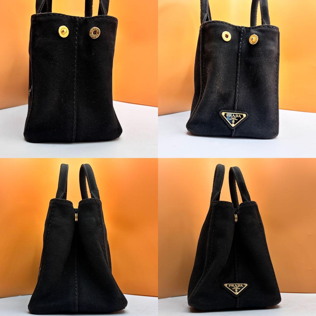 【美品✨】PRADA カナパ ミニ トートバッグ ハンドバッグ キャンバス 黒